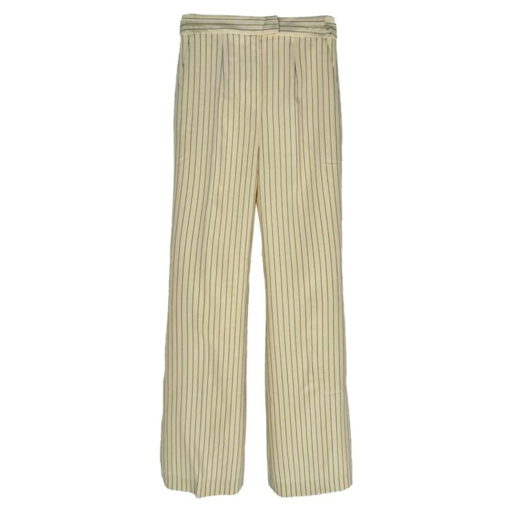 Galvan London Pinstripe Trousers in Ivory Virgin Wool